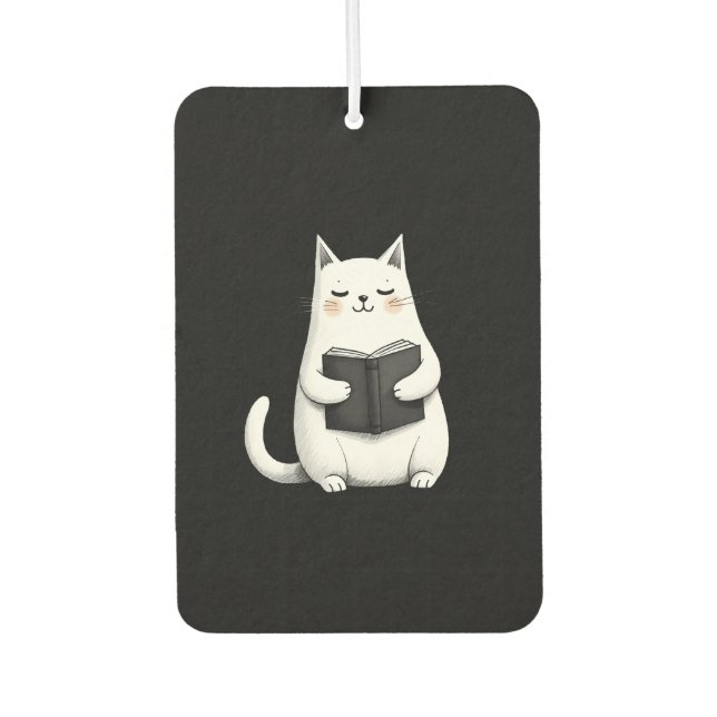 Reading Cat Funny Cat Book Lover Autolufterfrischer (Vorderseite)