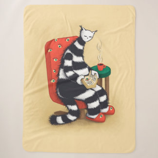Reading Cat Illustration Cozy Bookworm Aesthetic Sherpadecke