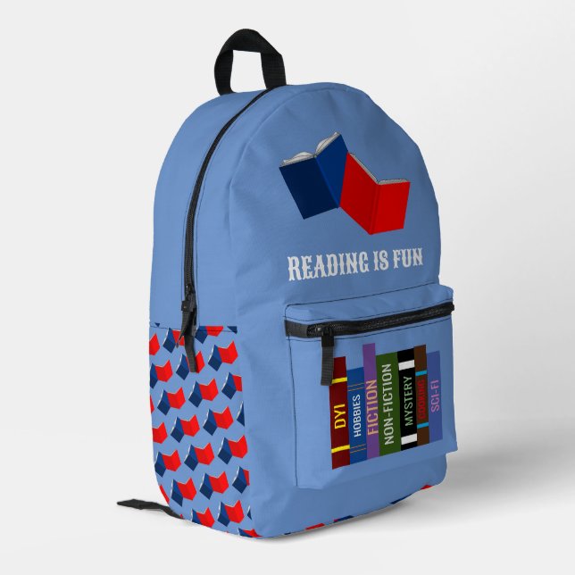 Reading is Fun Backpack Bedruckter Rucksack (Rückseitige Ecke links)