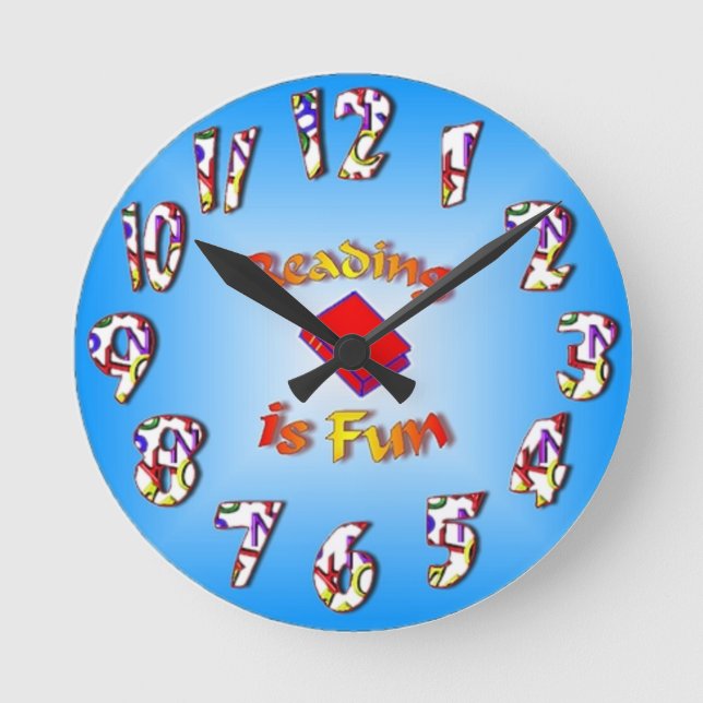 Reading is Fun Runde Wanduhr (Vorderseite)