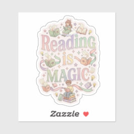 Reading is magic - cozy book lover reading aufkleber