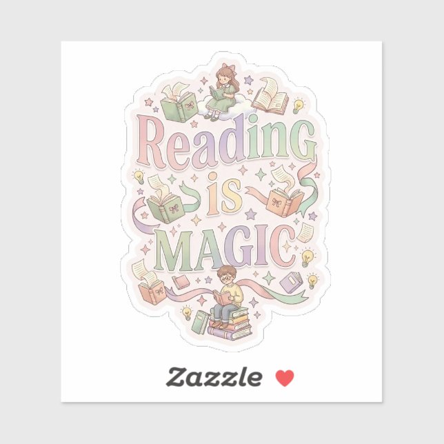 Reading is magic - cozy book lover reading aufkleber (Blatt)