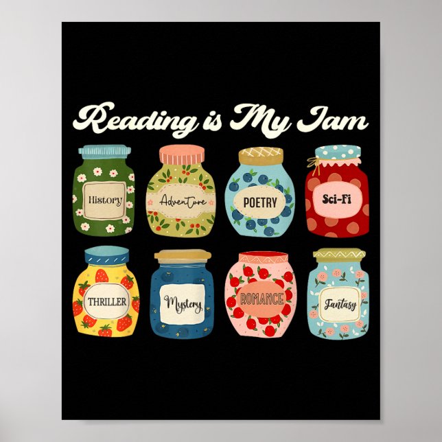 Reading Is My Jam Book Lover Teacher Student Liter Poster (Vorne)