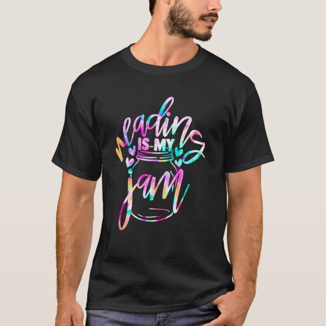 Reading Is My Jam Read Reading Teacher Librarian B T-Shirt (Vorderseite)