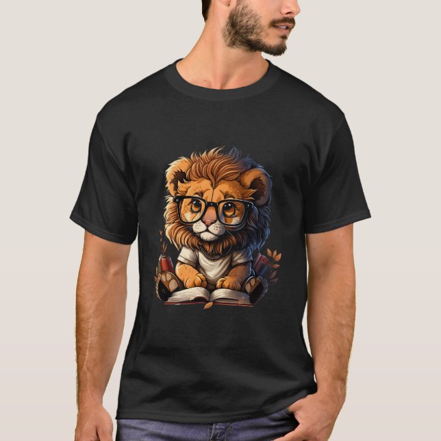Reading Lion For Books Reading For Book Readers T-Shirt (Vorderseite)