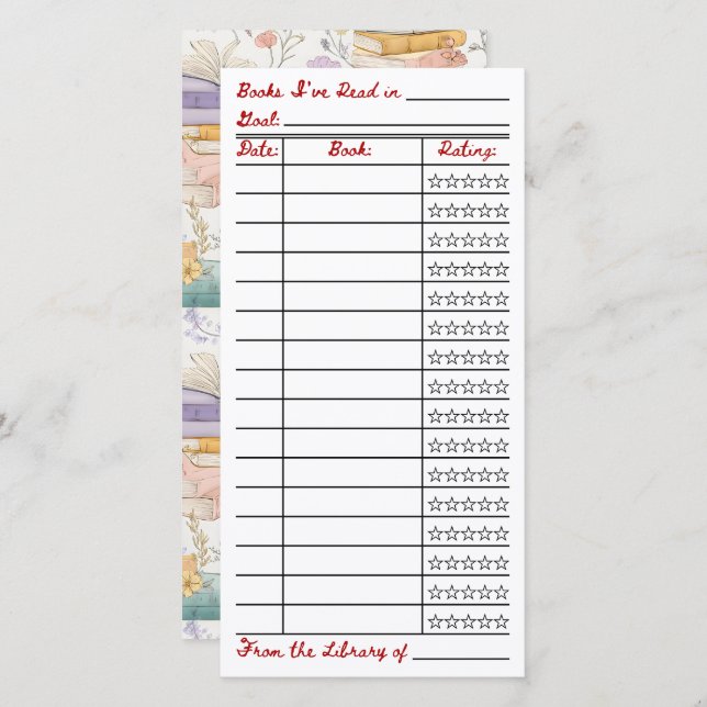 Reading List Tracker Flat Card (Vorne/Hinten)