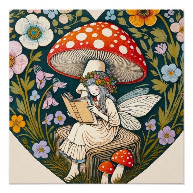 Reading Mushroom Fairy Poster (Vorderseite)
