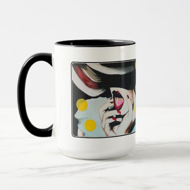 "Reading of the Will" Gemälde auf einer Tasse (Links)
