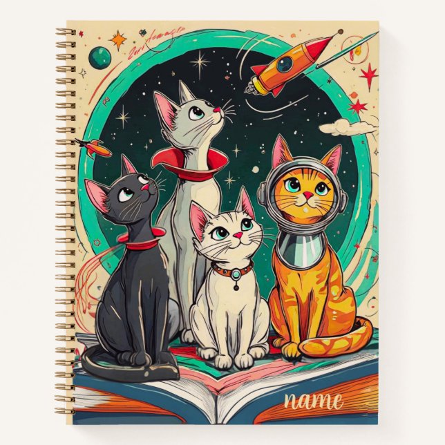 Reading Opens a Gateway to Cat Adventures Journal Notizbuch (Vorderseite)