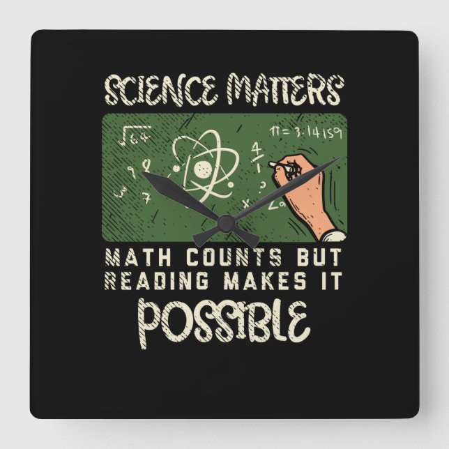 Reading - Reading Makes It Possible Quadratische Wanduhr (Vorderseite)