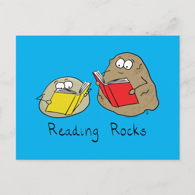 Reading Rocks Funny Book Postcard Postkarte (Vorderseite)