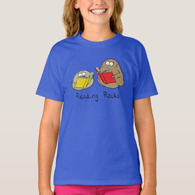 Reading Rocks Funny Book T-shirt de fille pour enf (Devant)