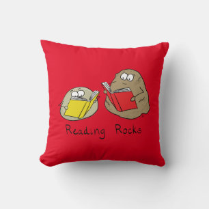 Reading Rocks Funny Coussin de livre