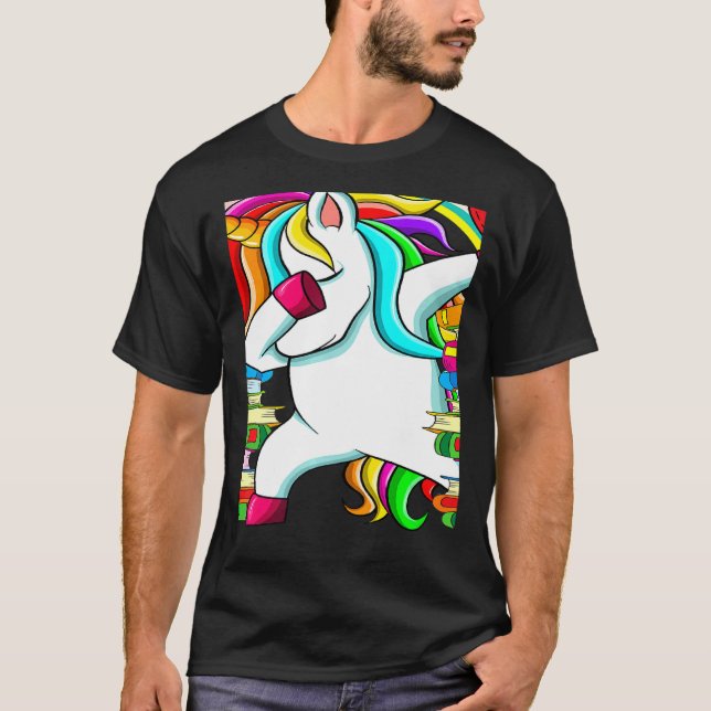Reading Teacher Dabbing Unicorn Elementary School  T-Shirt (Vorderseite)