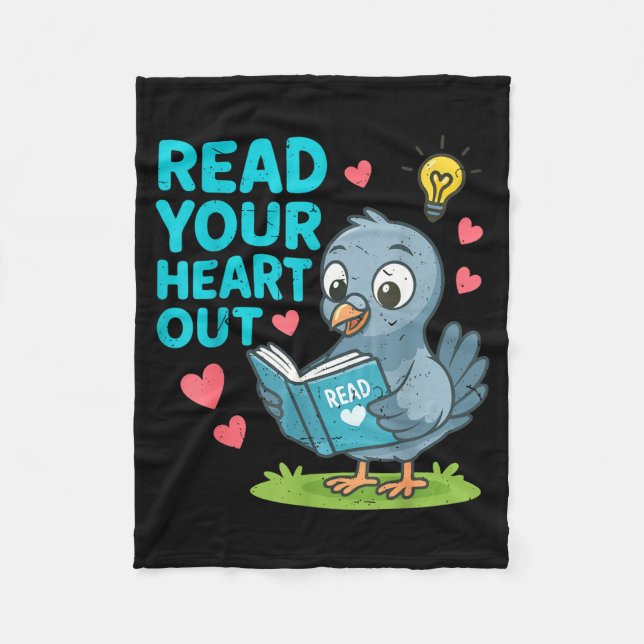 Reading Teacher Valentine Day Read Your Heart Out  Fleecedecke (Vorderseite)