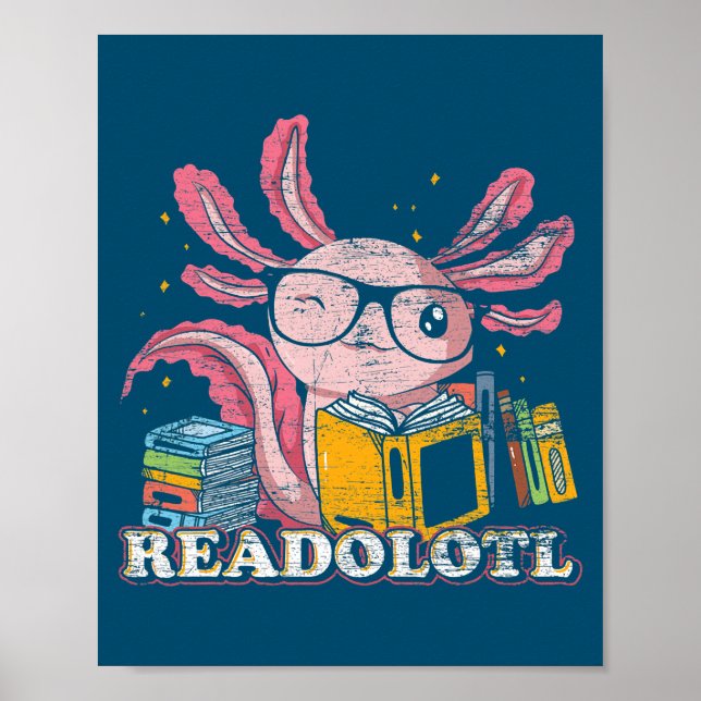 Readsolotl Lesen Buch Axolotl Funny Reading Fish Poster (Vorne)