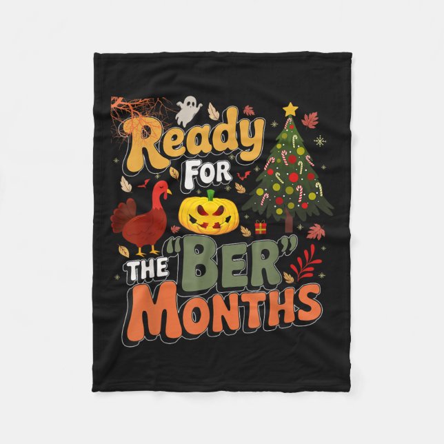 Ready For The Ber Months Fall Lover Autumnal Leave Fleecedecke (Vorderseite)