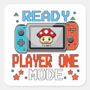 Ready Player One Modus – Retro-Pixel-Gamer-Design Quadratischer Aufkleber