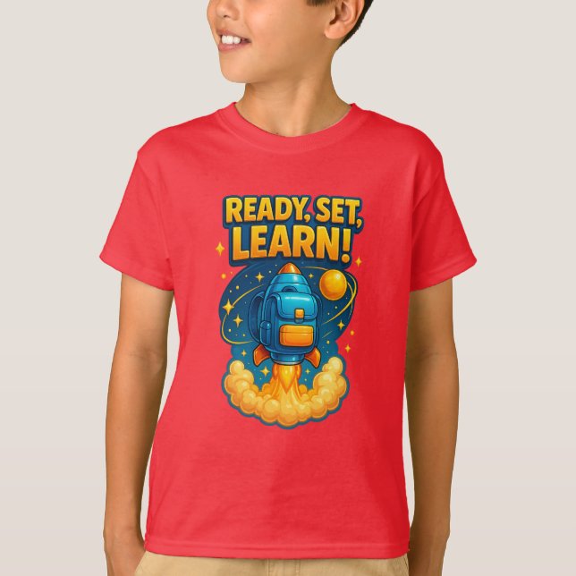 Ready Set Learn Rocket Backpack T-Shirt (Vorderseite)