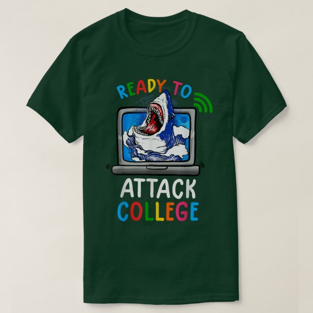 Ready To Attack Virtual College Shark Back To Scho T-Shirt (Design vorne)