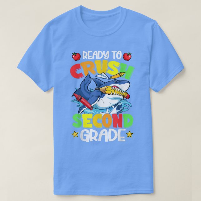 Ready To Crush Second Grade 2nd Grade Shark Back T T-Shirt (Design vorne)