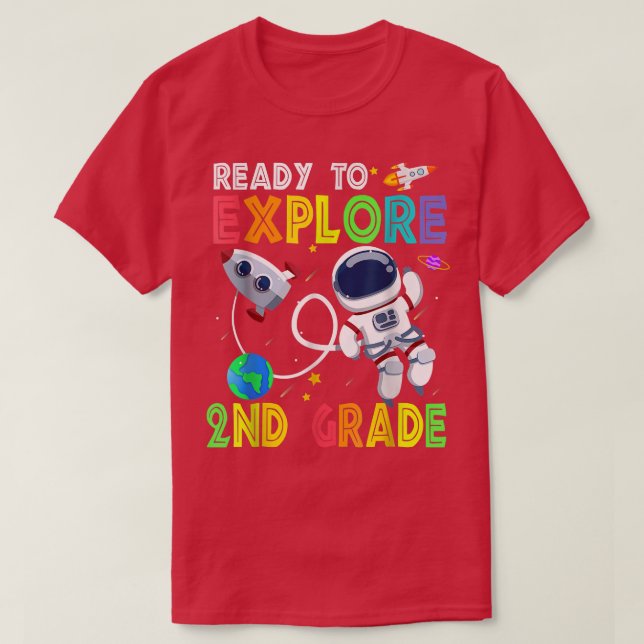 Ready to Explore 2nd Grade Cute Astronaut Boys Gir T-Shirt (Design vorne)