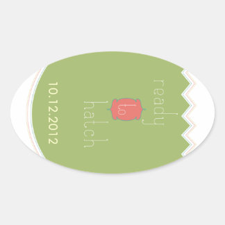 "Ready to Hatch" Babydusche ovale Aufkleber