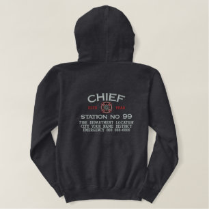 Ready to Personalize Chief Firefighter Embroidery Bestickter Hoodie