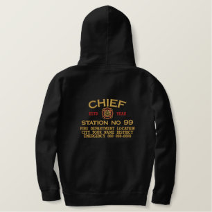 Ready to Personalize Chief Firefighter Embroidery Bestickter Hoodie