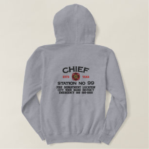 Ready to Personalize Chief Firefighter Embroidery Bestickter Hoodie