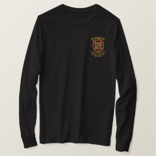 Ready to Personalize Chief Firefighter Embroidery Besticktes Langarmshirt