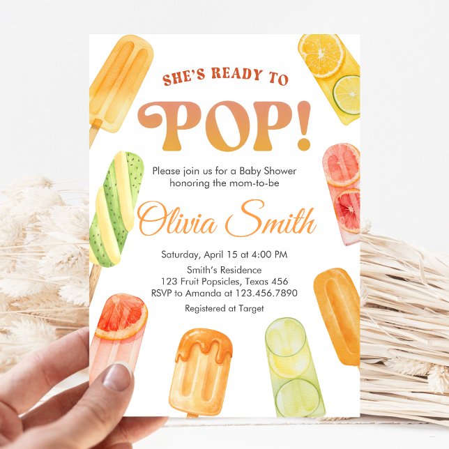 Ready to Pop Popsicle Baby Shower Einladung (Popsicle Summer Baby Shower Invitation)