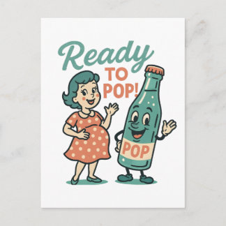 Ready to Pop Retro 1950s Maternity Baby Shower Ankündigungspostkarte