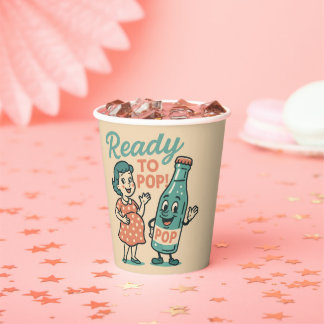 Ready to Pop Retro 1950s Maternity Baby Shower Pappbecher