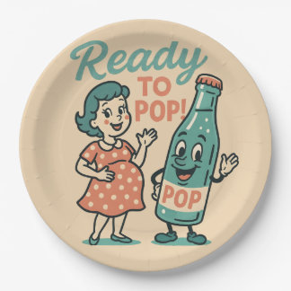 Ready to Pop Retro 1950s Maternity Baby Shower Pappteller