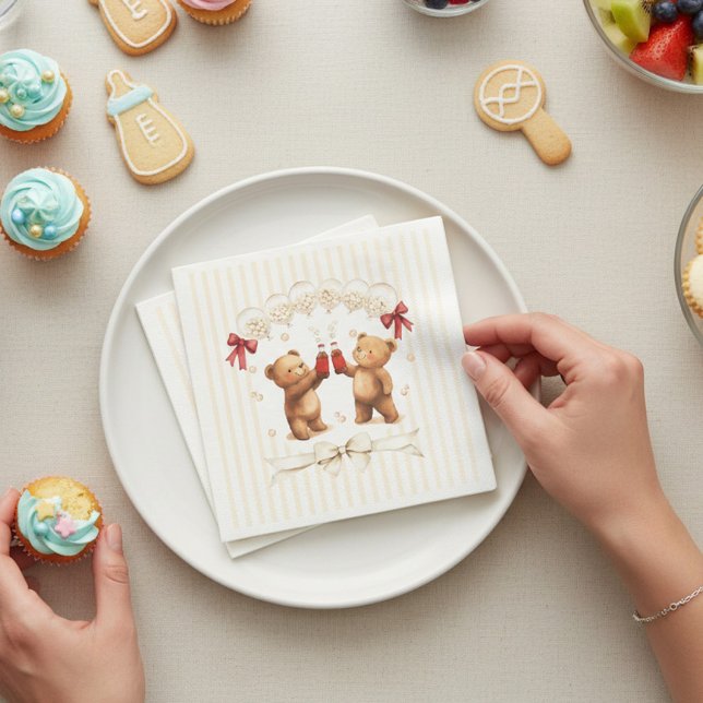 Ready to Pop Teddy Bears Baby Shower Napkins Serviette (Von Creator hochgeladen)