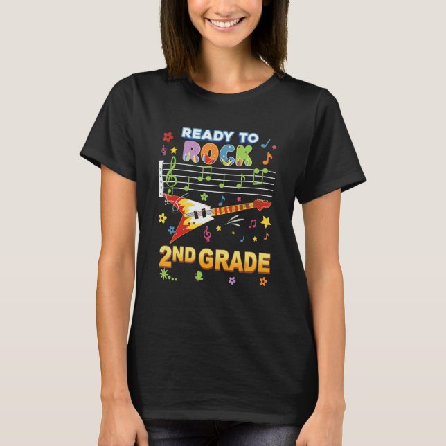 Ready To Rock 2nd Grade Guitar Music Back To Schoo T-Shirt (Vorderseite)