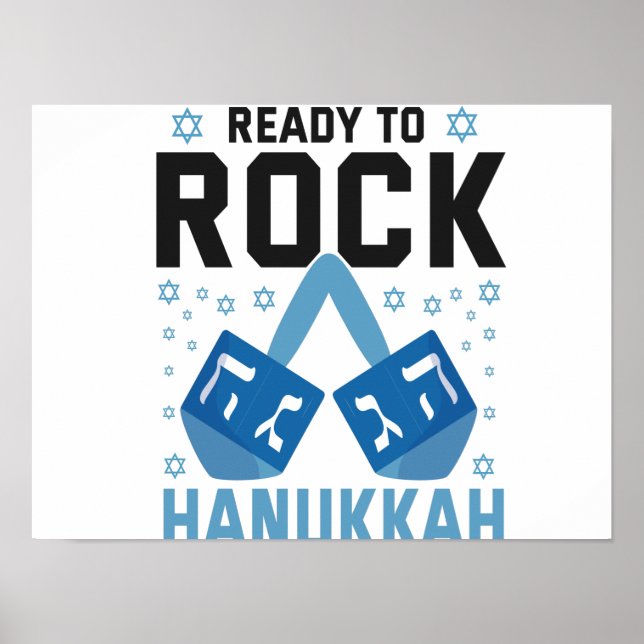 Ready To Rock Hanukkah Funny Jewish Holiday Gift Poster (Vorne)