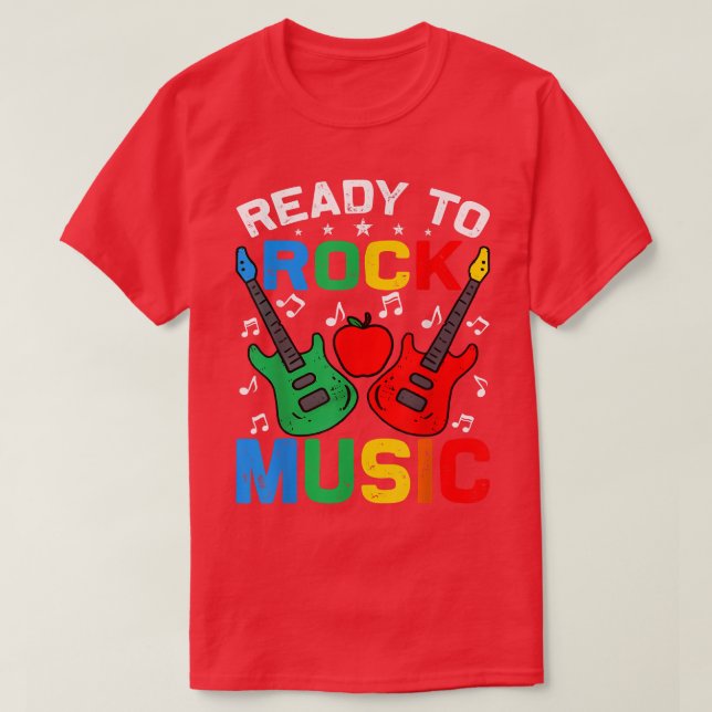 Ready To Rock Music Back To School Guitar  T-Shirt (Design vorne)