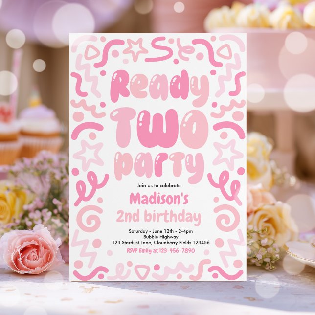 Ready Two Party Confetti Balloon 2nd Birthday  Einladung (Von Creator hochgeladen)