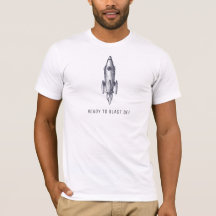 ReadyTo sprengen weg Rocket-Schiffs-Weiß-T-Shirt