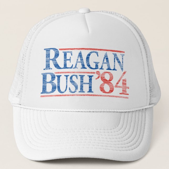 Reagan Bush '84 Wahlkampfhut gestört Truckerkappe (Vorderseite)