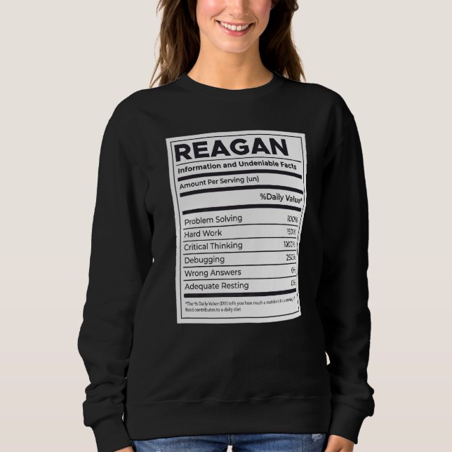 Reagan Ernährungsinformation Problem lösen Sweatshirt (Vorderseite)