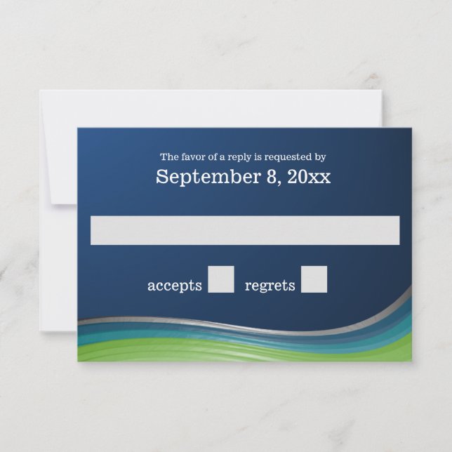 Reaktion auf blaue und grüne Welle RSVP Karte (Vorderseite)