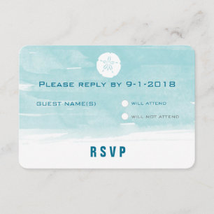 Reaktion auf den Sand Dollar in Aquarellen - runde RSVP Karte