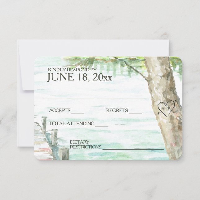 Reaktion auf Hochzeiten im Wasserfarbensee RSVP Karte (Vorderseite)