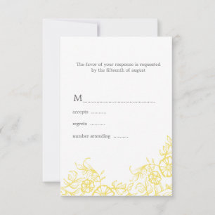 Reaktion auf Hochzeiten mit gelber und grauer Flor RSVP Karte
