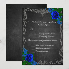 Reaktion des Royal Blue Rose Chalk Board Hochzeit  Einladung