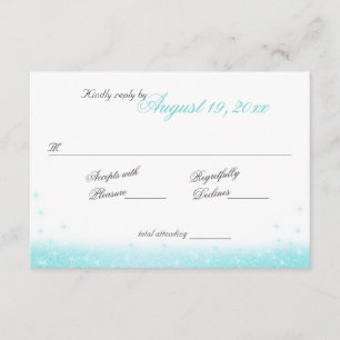 Reaktion von Sparkle Beach Aqua und Gold Muscheln RSVP Karte