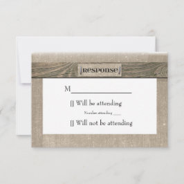 Reaktionskarte für rustikales Holz und Leinwand RSVP Karte